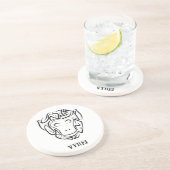 Dessous De Verre En Grès Singe tribal noir et blanc (Côté)