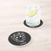 Dessous De Verre En Grès Singe tribal noir et blanc (Côté)