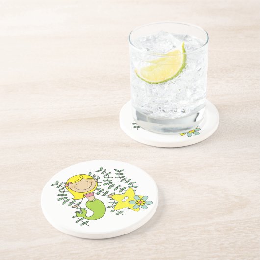 Dessous De Verre En Grès Sirène blonde (Côté)