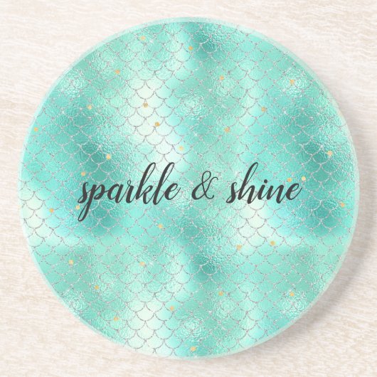 Dessous De Verre En Grès Sirène de menthe d'argent (Devant)