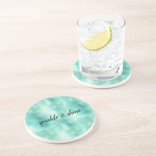 Dessous De Verre En Grès Sirène de menthe d'argent (Côté)