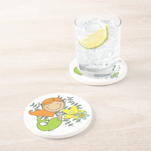 Dessous De Verre En Grès Sirène rousse (Côté)