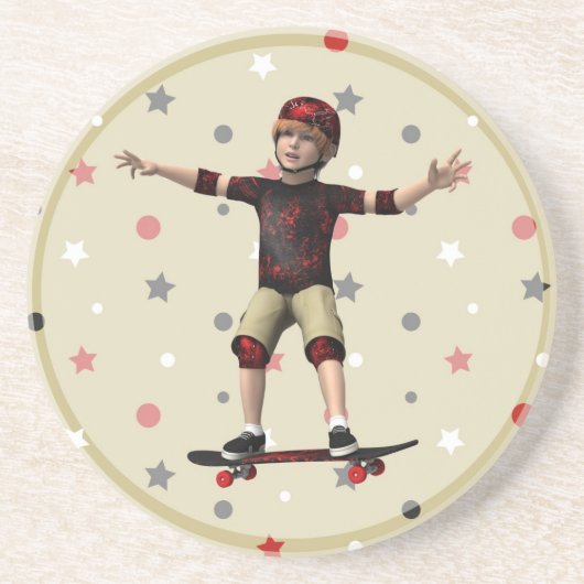 Dessous De Verre En Grès Skateboardeur (Devant)