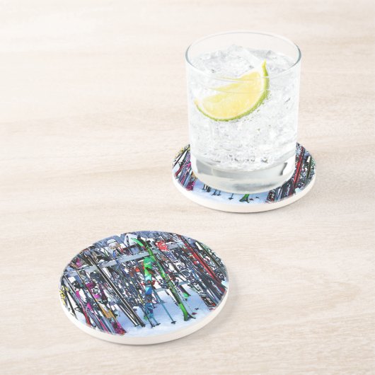 Dessous De Verre En Grès Skis and Poles (Côté)