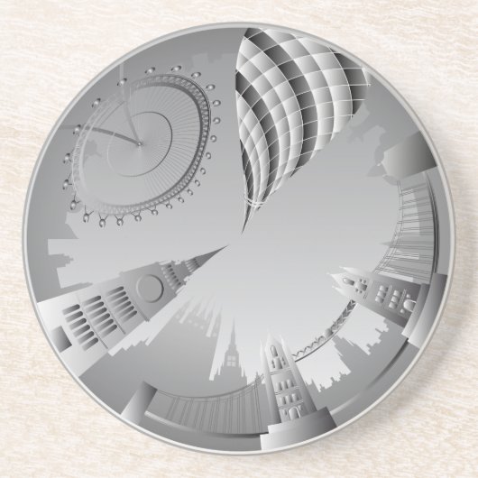 Dessous De Verre En Grès Skyline londonien en cercle (Devant)