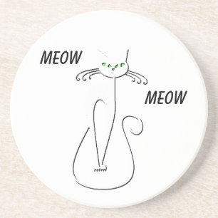 Dessous De Verre En Grès Slinky Black Cat Meow Meow Texte Personnalisé Yeux