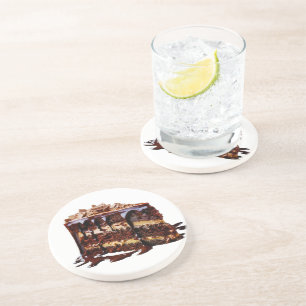 Dessous De Verre En Grès SlipperyLa décadence de gâteau au chocolat pur de 