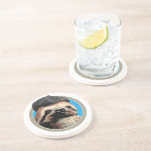 Dessous De Verre En Grès Sloth (dans Baker Boy casquette) (Côté)