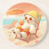 Dessous De Verre En Grès Smile Dog - Mode Plage Activé (Devant)