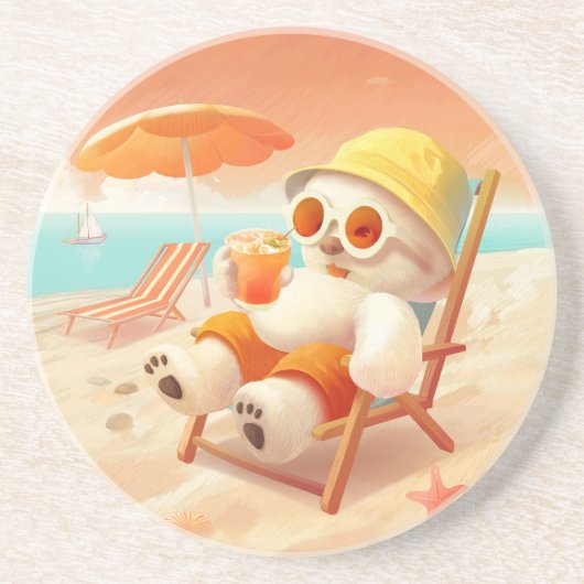 Dessous De Verre En Grès Smile Dog - Mode Plage Activé (Devant)