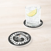 Dessous De Verre En Grès SNAKE DRAGON noir blanc rouge rubis (Côté)