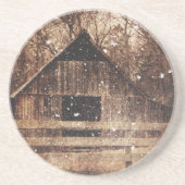 Dessous De Verre En Grès Snow Country rural Old Barn (Devant)