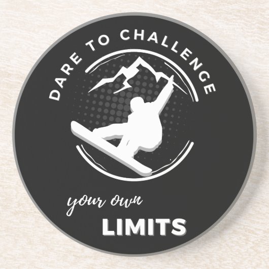 Dessous De Verre En Grès Snowboardeur & "Osez défier vos propres limites" (Devant)
