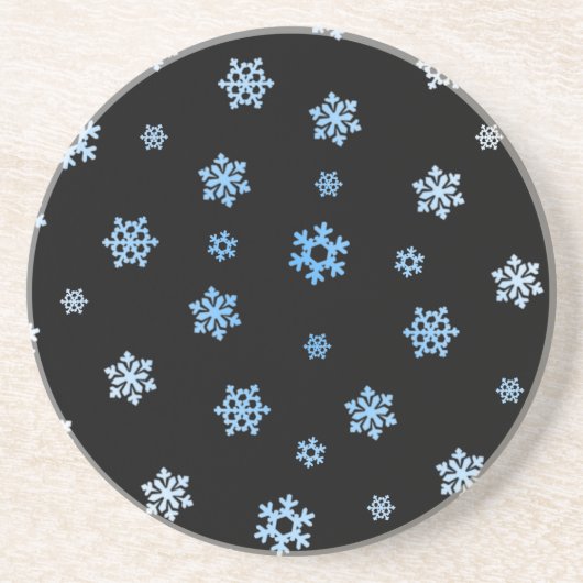 Dessous De Verre En Grès Snowflakes (bleu et blanc) (Devant)