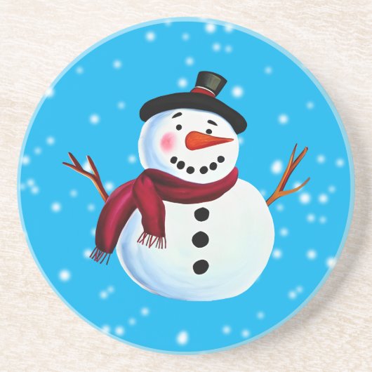 Dessous De Verre En Grès Snowman (Devant)