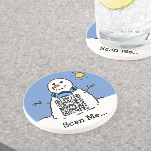 Dessous De Verre En Grès Snowman à Sunshine avec code QR