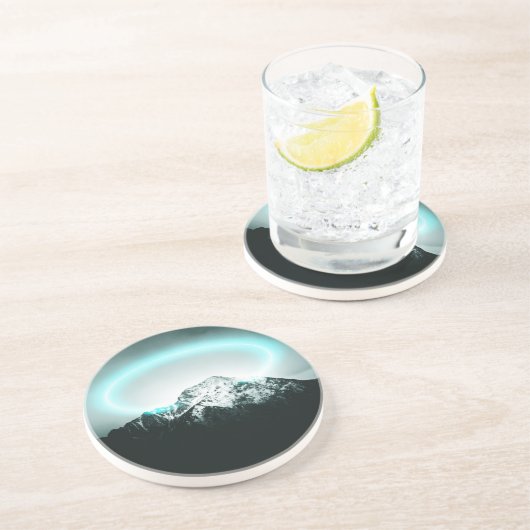 Dessous De Verre En Grès Snowy mountain mysterious blue neon light (Côté)