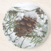 Dessous De Verre En Grès Snowy Pine Cone I (Devant)