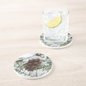 Dessous De Verre En Grès Snowy Pine Cone I (Côté)