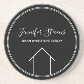 Dessous De Verre En Grès Société immobilière Noir Blanc Realtor (Devant)