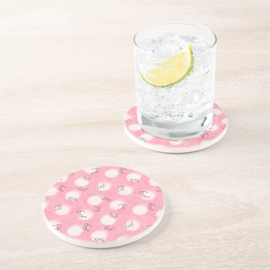 Dessous De Verre En Grès Soft Pink Cute Pattern – Minimal Aesthetic Polka (Côté)