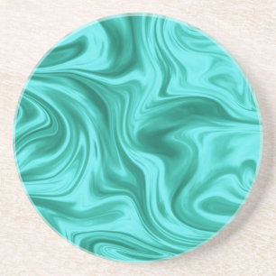 Dessous De Verre En Grès Soie de marbre liquide turquoise