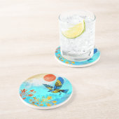 Dessous De Verre En Grès Soleil de l'arbre d'oiseaux (Côté)