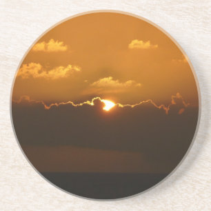 Dessous De Verre En Grès Soleil Derrière les nuages I Orange Sunset Photo