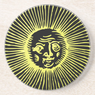 Dessous De Verre En Grès Soleil doré vintage