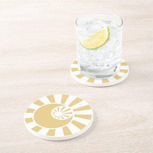 Dessous De Verre En Grès Soleil Et Lune (Côté)