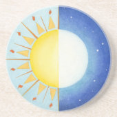 Dessous De Verre En Grès Soleil et lune d'équinoxe celtique (Devant)