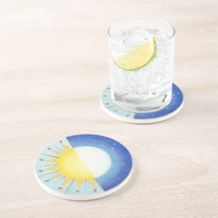 Dessous De Verre En Grès Soleil et lune d'équinoxe celtique