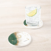 Dessous De Verre En Grès Soleil Or Céleste Et Étoiles Lune Vert (Côté)
