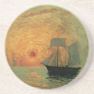 Dessous De Verre En Grès Soleil rouge par Maxime Maufra, impressionnisme Vi