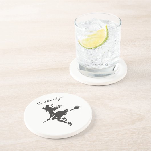 Dessous De Verre En Grès Sorcière Broom Halloween Thunder_Cove (Côté)