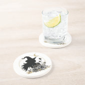 Dessous De Verre En Grès Sorcière d'Halloween contemporaine moderne (Côté)