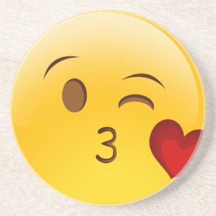Dessous De Verre En Grès Soufflez un autocollant d'emoji de baiser