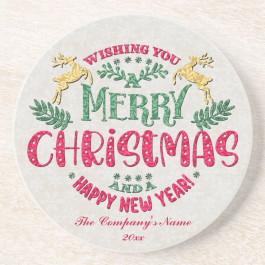 Dessous De Verre En Grès Souhaitez-vous un joyeux Noël et une bonne année (Devant)