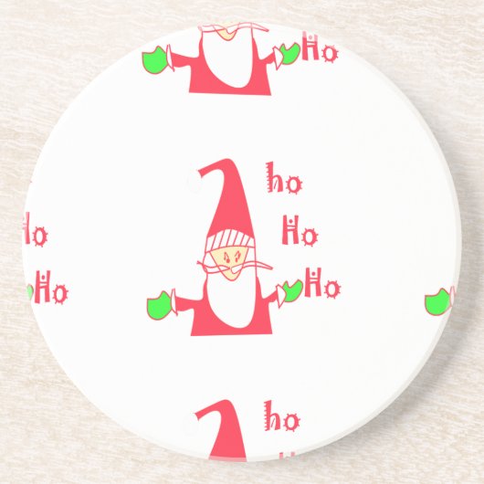 Dessous De Verre En Grès Souris caricature amusante Collection Père Noël. (Devant)