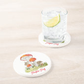 Dessous De Verre En Grès Souris et champignons forestiers (Côté)