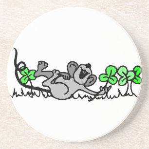 Dessous De Verre En Grès Souris Jouant En Shamrock