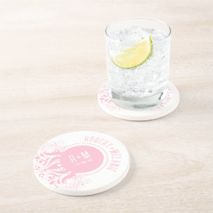 Dessous De Verre En Grès Sous-verre de mariage à accent floral rose