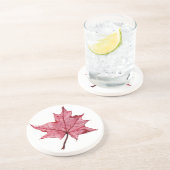 Dessous De Verre En Grès Sous-verre en grès Feuille d'érable rouge tombée (Côté)