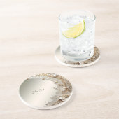 Dessous De Verre En Grès Sous-verre en grès Fleurs blanches modernes Perles (Côté)
