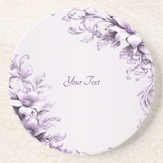 Dessous De Verre En Grès Sous-verre en grès Fleurs Violettes Élégantes (Devant)