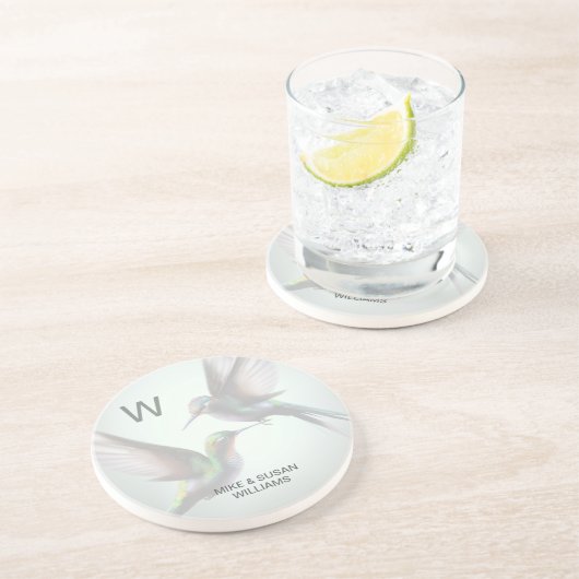 Dessous De Verre En Grès Sous-verre en grès Hummingbird Monogramme (Côté)