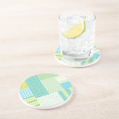 Dessous De Verre En Grès Sous-verre en grès rond : jonquilles, faux-patchwo (Côté)
