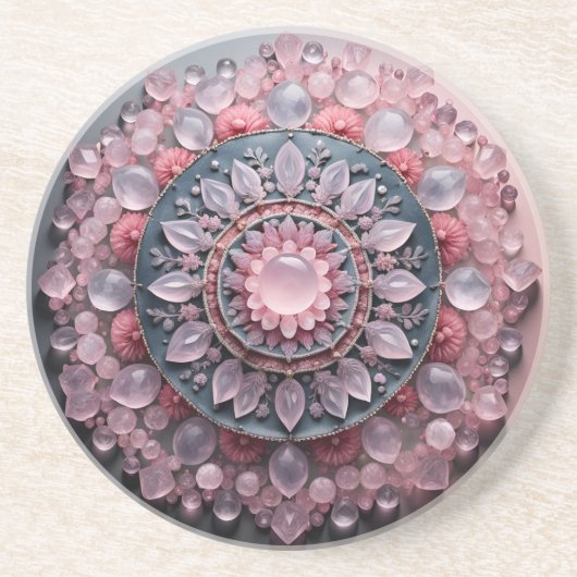 Dessous De Verre En Grès Sous-verre en Quartz Rose (Devant)