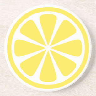 Dessous De Verre En Grès Sous-verre rond en grès jaune citron