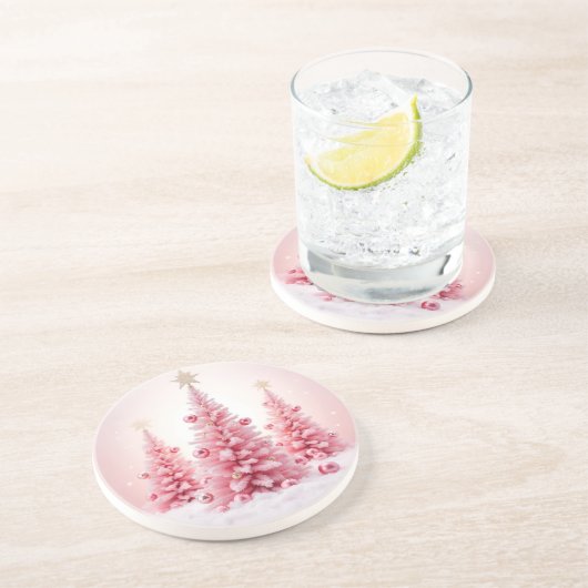 Dessous De Verre En Grès Sous-verres Rose de Noël (Côté)